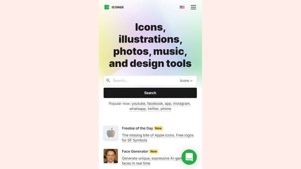 12 Often Overlooked Elements of a Modern Web Design: Icons8 mobile page